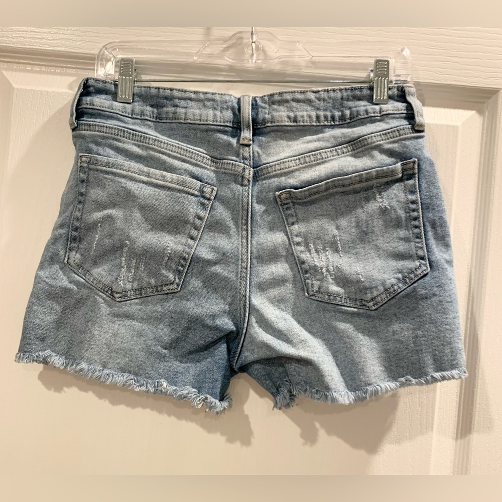 JUST USA distress fray cut off  denim shorts women’s size size  10 LARGE - Picture 6 of 15